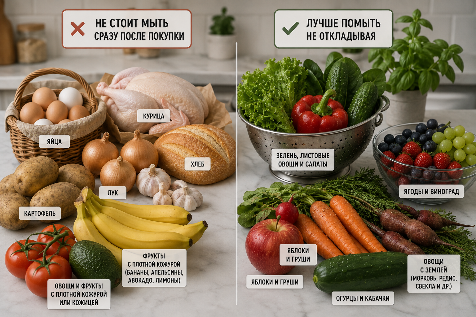 Какие продукты нельзя мыть сразу после покупки