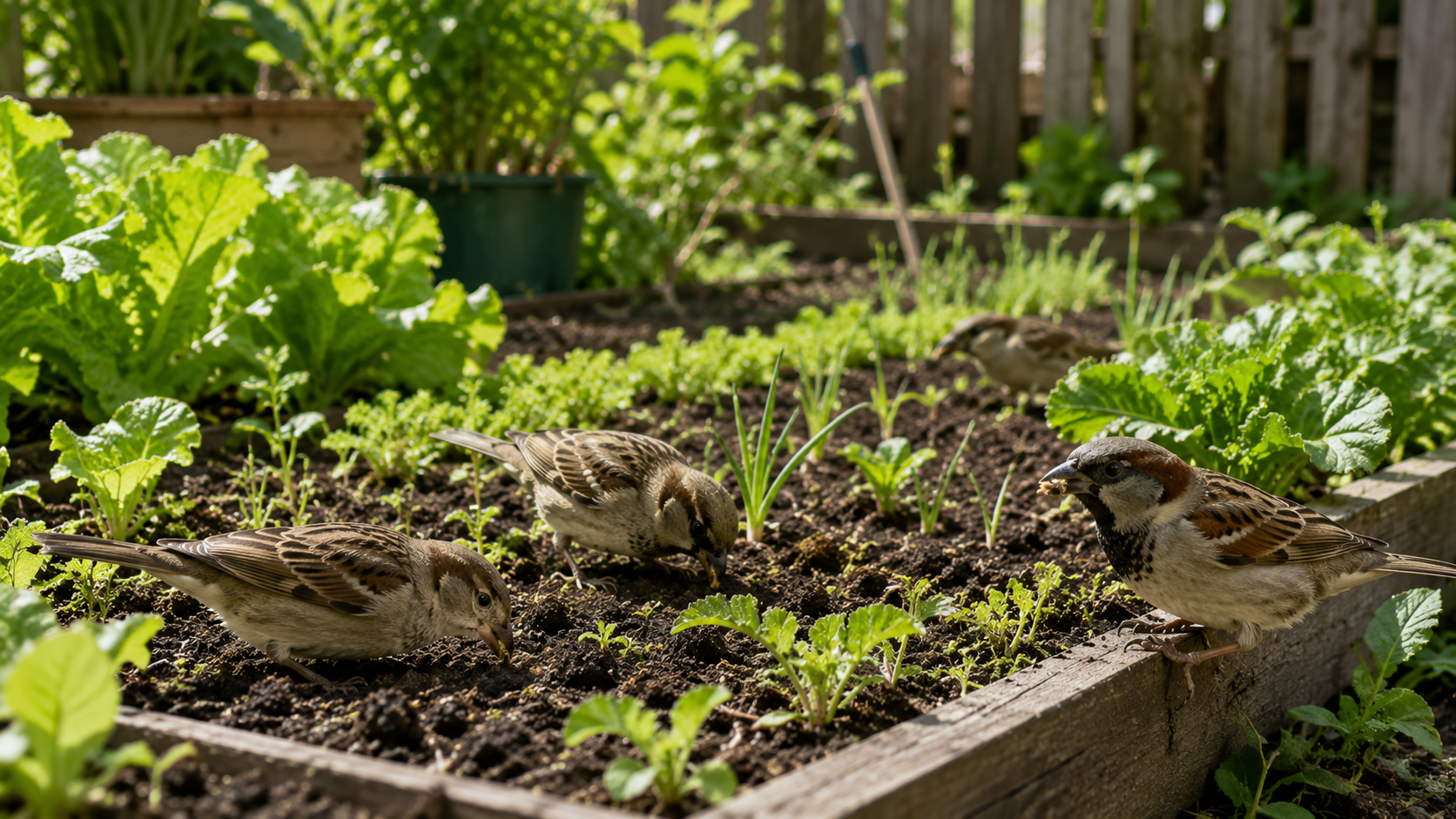 дачный участок с птицами