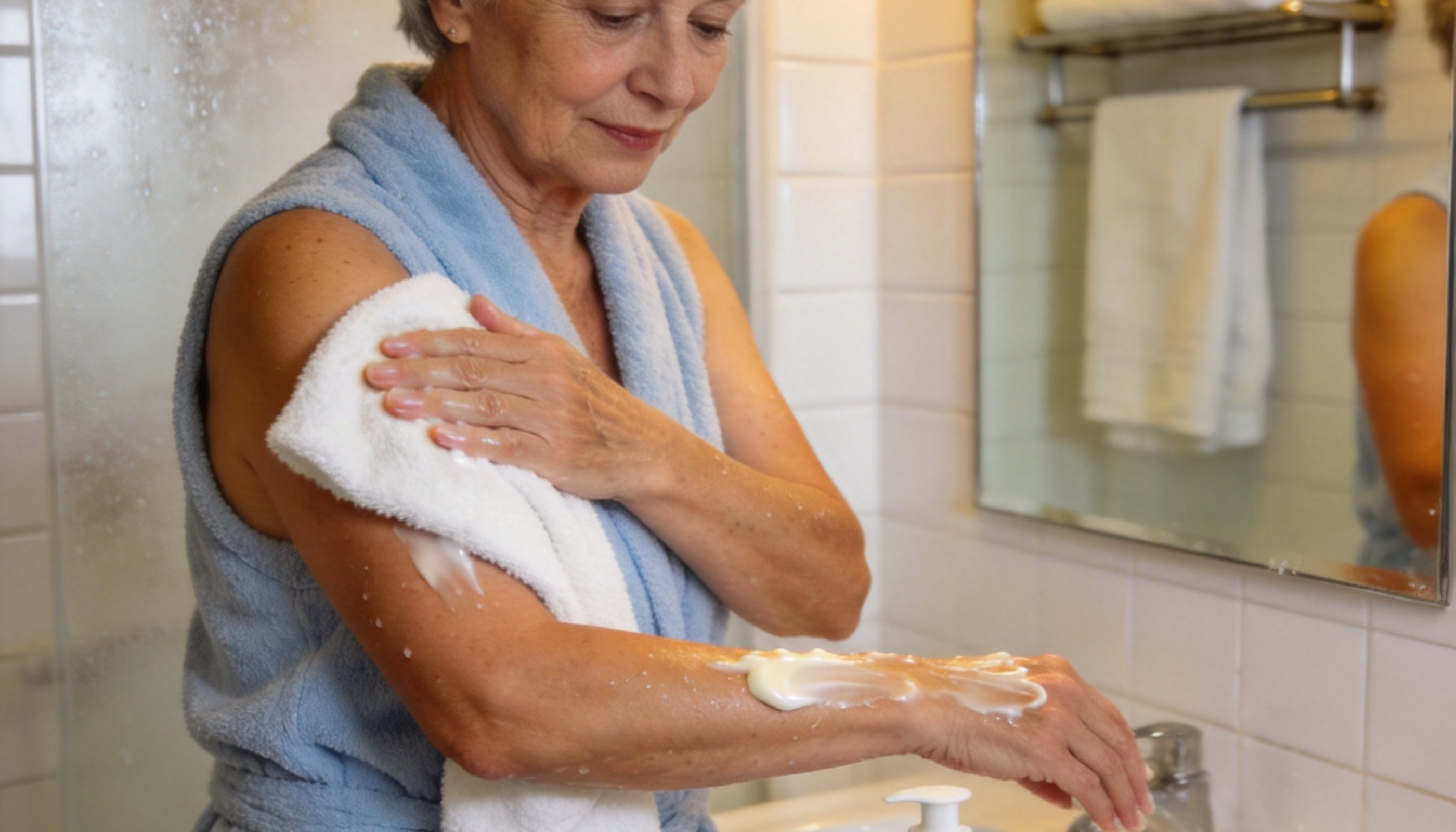 Как ухаживать за кожей после 60 и 70 лет: мягкое очищение, тёплая вода и крем в первые 3 минуты после душа