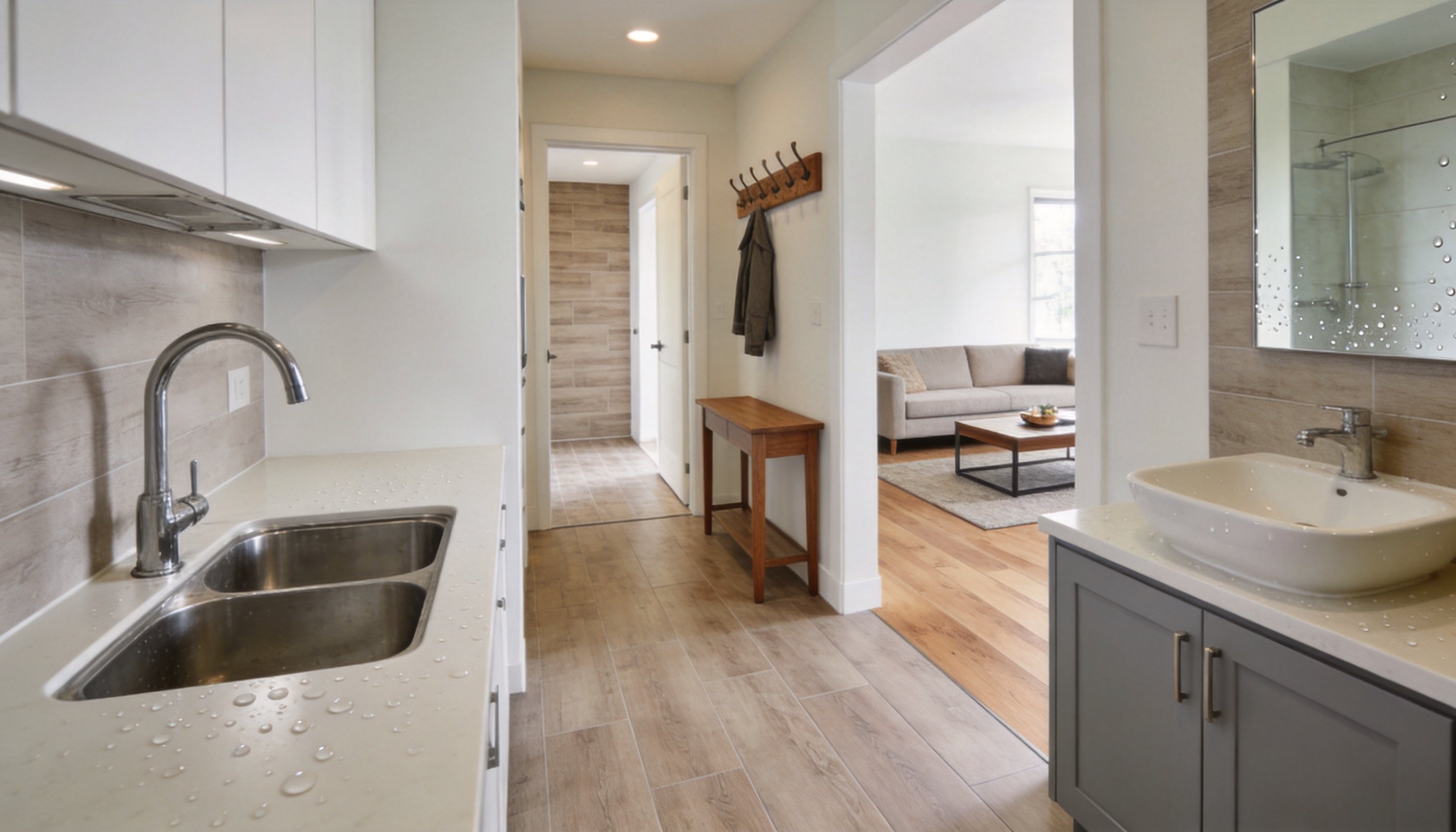 Как выбрать напольное покрытие для кухни, прихожей и ванной: где подойдут кварц-винил, инженерная доска и ламинат