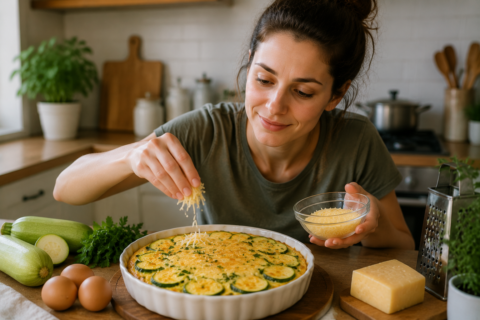 рецепт ужина из кабачков с яйцами и сыром